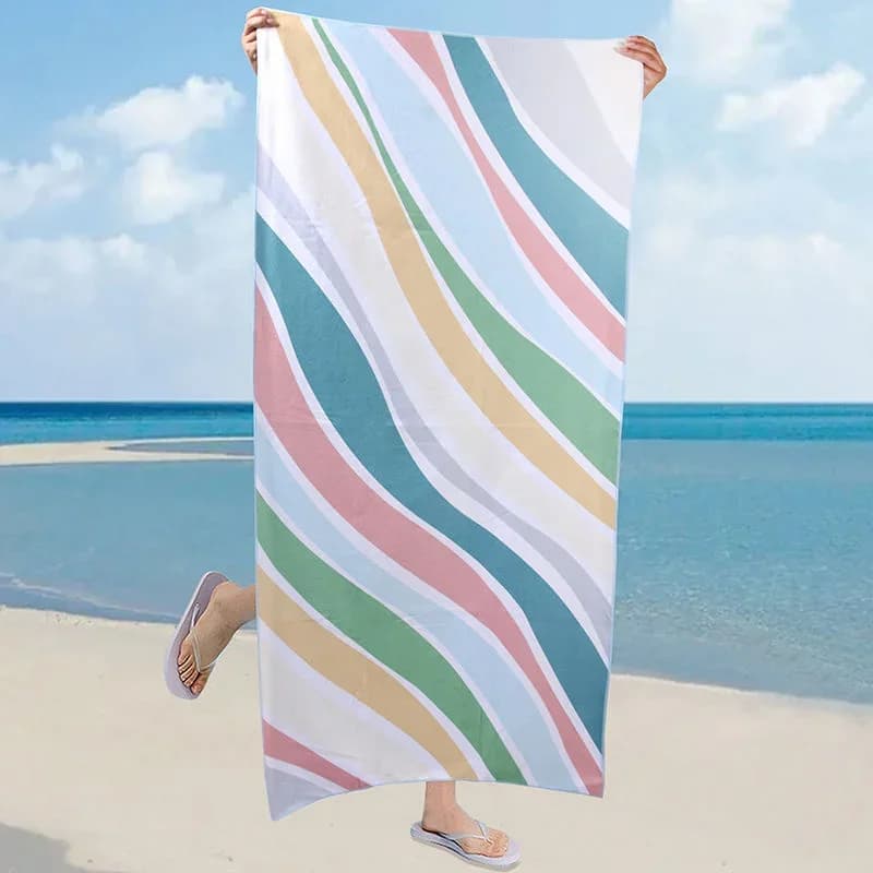 Telo mare Strisce diagonali colorate Modello stampato Protezione solare e antivento Adatto per piscina Coperta da viaggio da campeggio