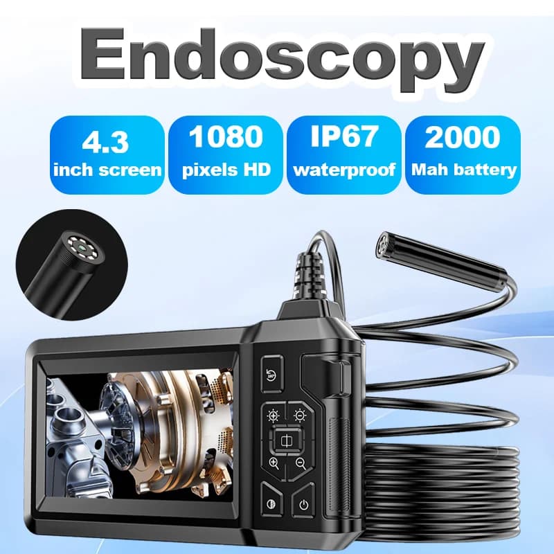 4.3 Inspection Camera Fognature with IPS LCD Screen, 1080P IP67 Waterproof, with Adjustable LED Lights for Auto and Home