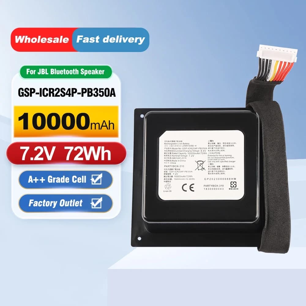 ETESBAY GSP-ICR2S4P-PB350A Rechargeable Battery For JBL PartyBox 310 Bluetooth Speaker 7.2V 10000mAh