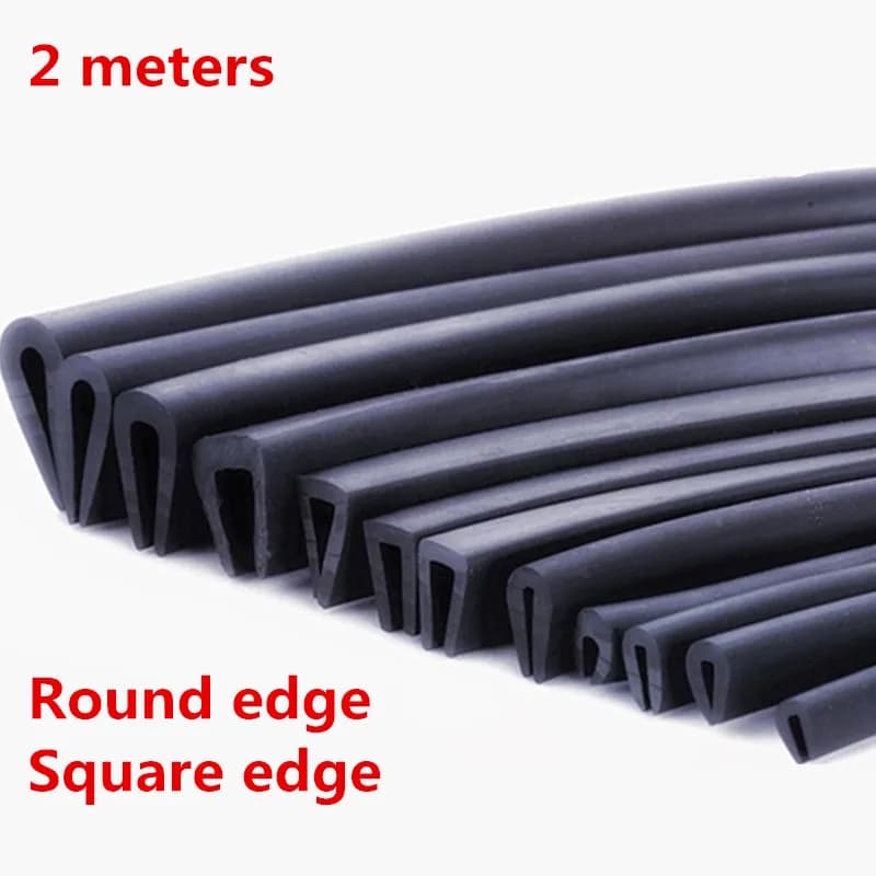2meter Rubber U Strip Edge Shield Encloser Bound Glass Metal Wood Panel Board Sheet for Cabinet Vehicle Thick 0.5mm - 10mm Black