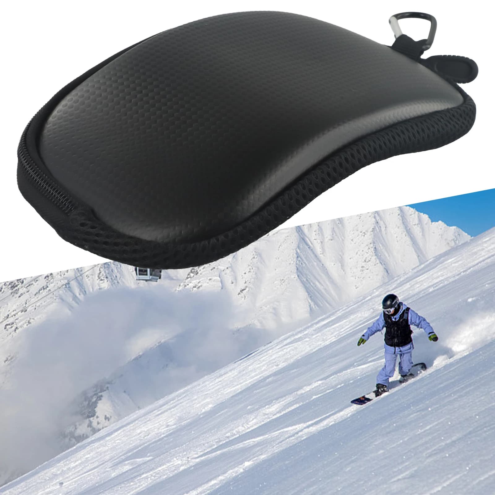 Custodia Rigida in PU Bianca per Occhiali da Sci e Snowboard, 22x12.5cm, 58g, Protezione per Occhiali e Maschere