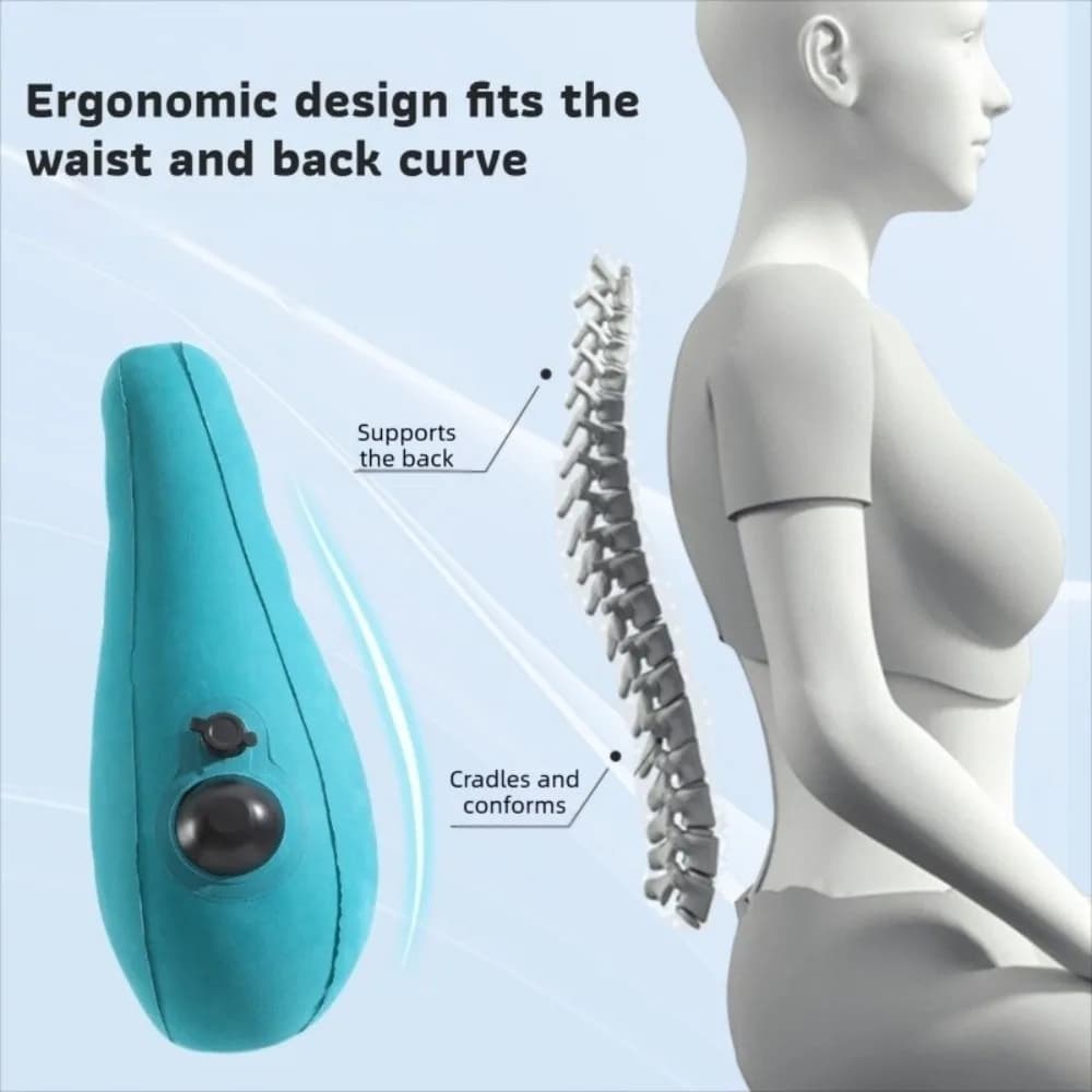 Cuscino Lombare Ergonomico Ultraleggero Gonfiabile a Pressione per Uso Quotidiano Migliora il Comfort della Schiena e Protegge la Vita