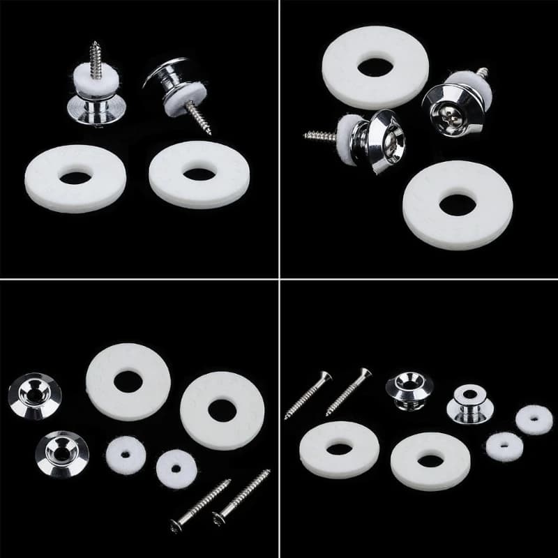 Sistema bloccaggio sicuro della tracolla per chitarra, pulsanti con cinturino in metallo e cinturini in silicone adatti per
