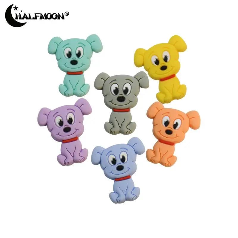 10 pezzi nuove perline in Silicone cane carino perline animali commestibile per fare catena ciuccio fai da te massaggiagengive giocattoli da masticare accessori