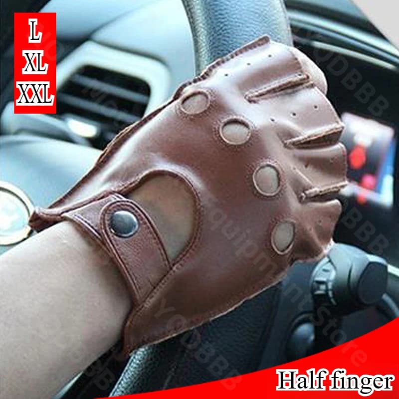 New Spring and Autumn Wear Resistant Breathable Sheepskin Half Finger Fitness Leather Gloves Outdoor Motorcycle Leather Gloves