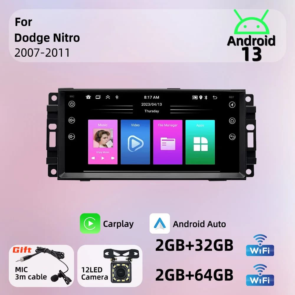 For Dodge Nitro 2007-2011 Carplay Radio Stereo Head Unit 1 Din 7" Screen Android Car Multimedia GPS Navigation Autoradio