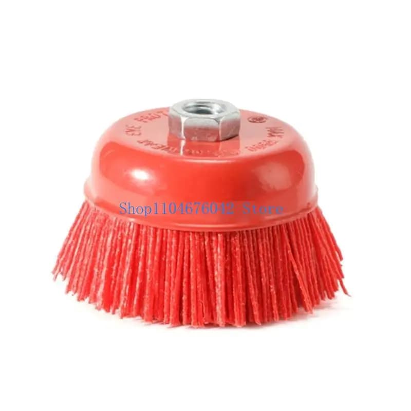 652F 1PC 100mm M14 Tazza Spazzola Abrasiva in Nylon Ruota P80 Mucchio Polimero Abrasivo Smerigliatrice Strumento 3 "4" 5"