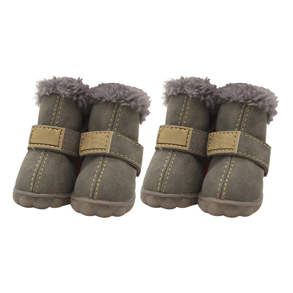 4 pezzi di scarpe per animali domestici, stivali da neve impermeabili, calzature invernali per animali domestici in pelle PU, argento, 2 metri