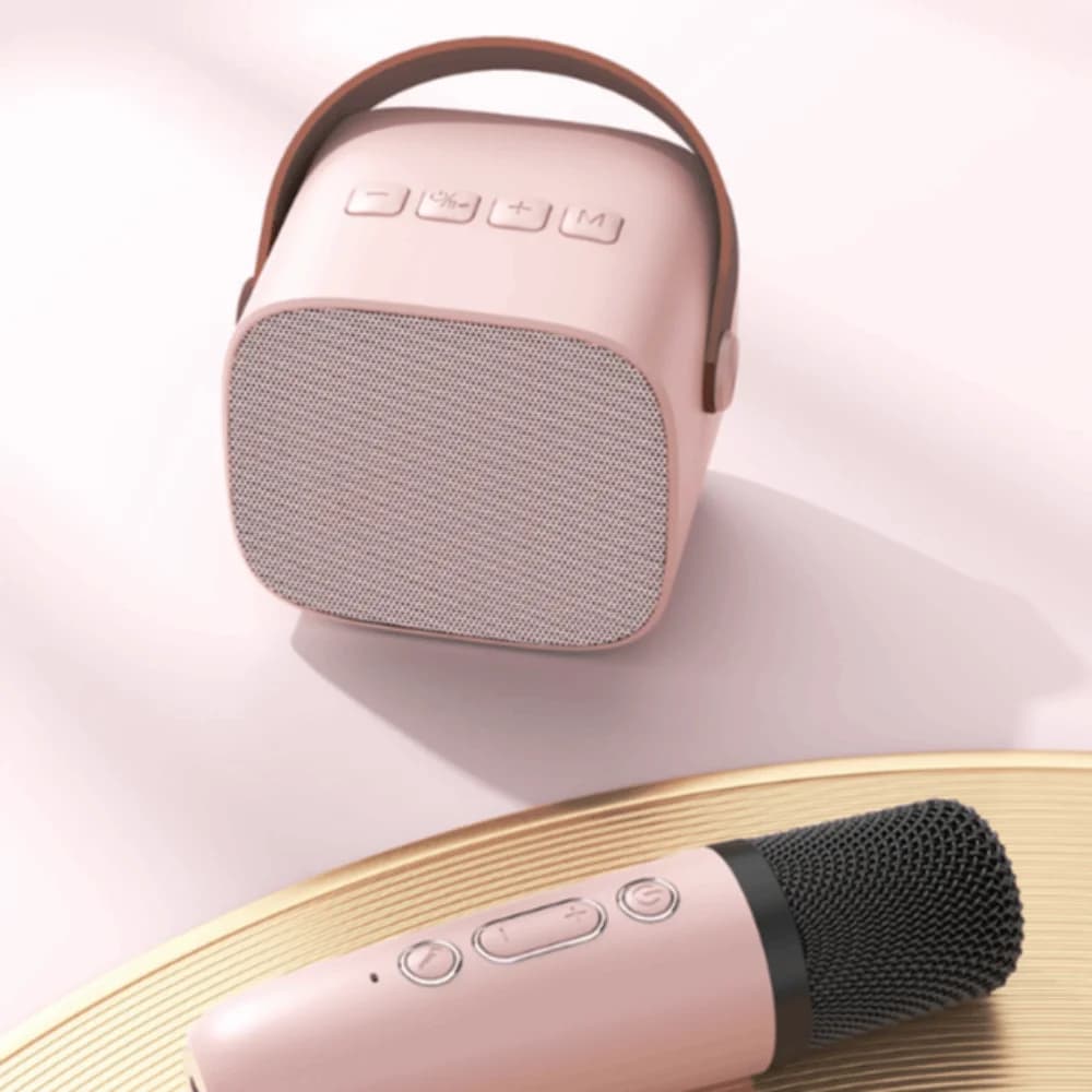 Portable Mini Bluetooth Speaker Karaoke Machine Stereo Surround Karaoke Speaker Singing Subwoofer Wireless Dual Microphones For