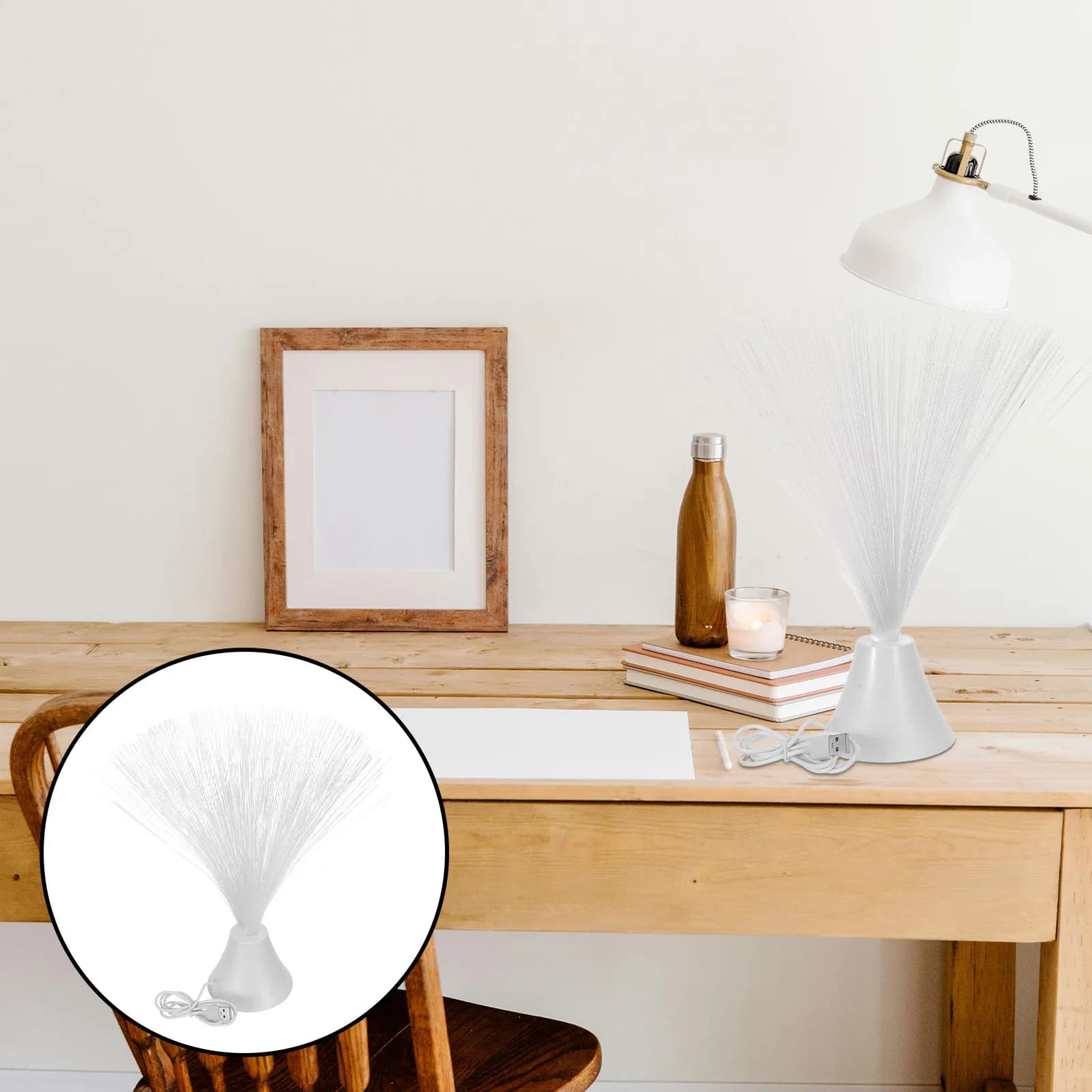 Color Changing Fiber Optic Lamp USB Powered Night Light for Desk Bedside Calming Sensory Ambient Decorative Light