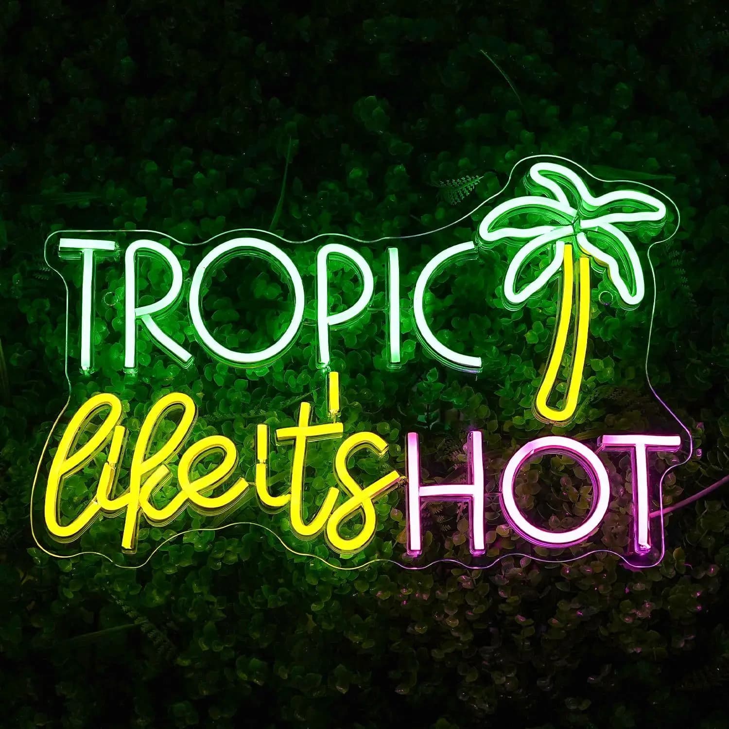 Tropic Like It's Hot Neon Light LED Neon Sign Decorazione da parete per Beach Party Bar Camera da letto Negozio Regalo estivo per un amico Alimentato tramite USB