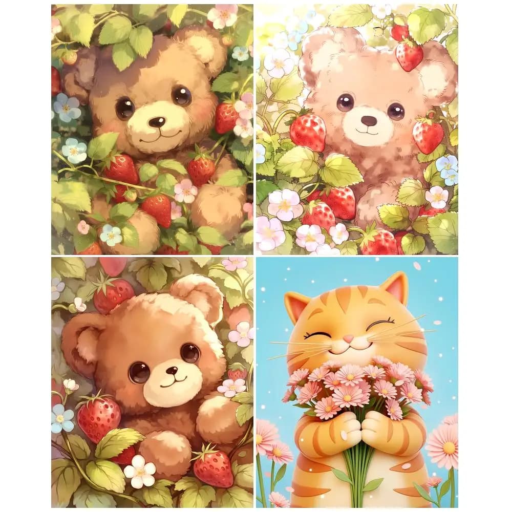 GATYZTORY Paint By Numbers Handicraft Art Paint Kit for Beginner Animal Bear Interior Handiwork Art Acrylic on Canvas Paints