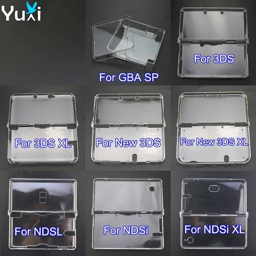 YuXi In Bulk Protective Case Transparent Plastic Crystal Rigid Leather Case for NDSL NDSi New 3DS XL for GBA SP Game Console