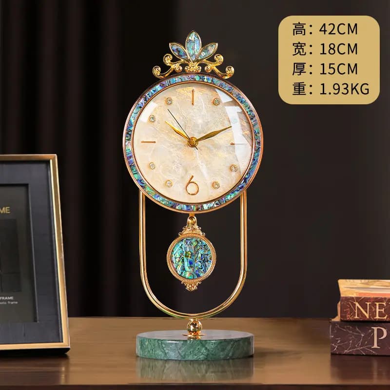 2026 New Light Luxury Desk Clock Retro Pendulum Desktop Ornament Living Room Advanced Sense Clock Decoration