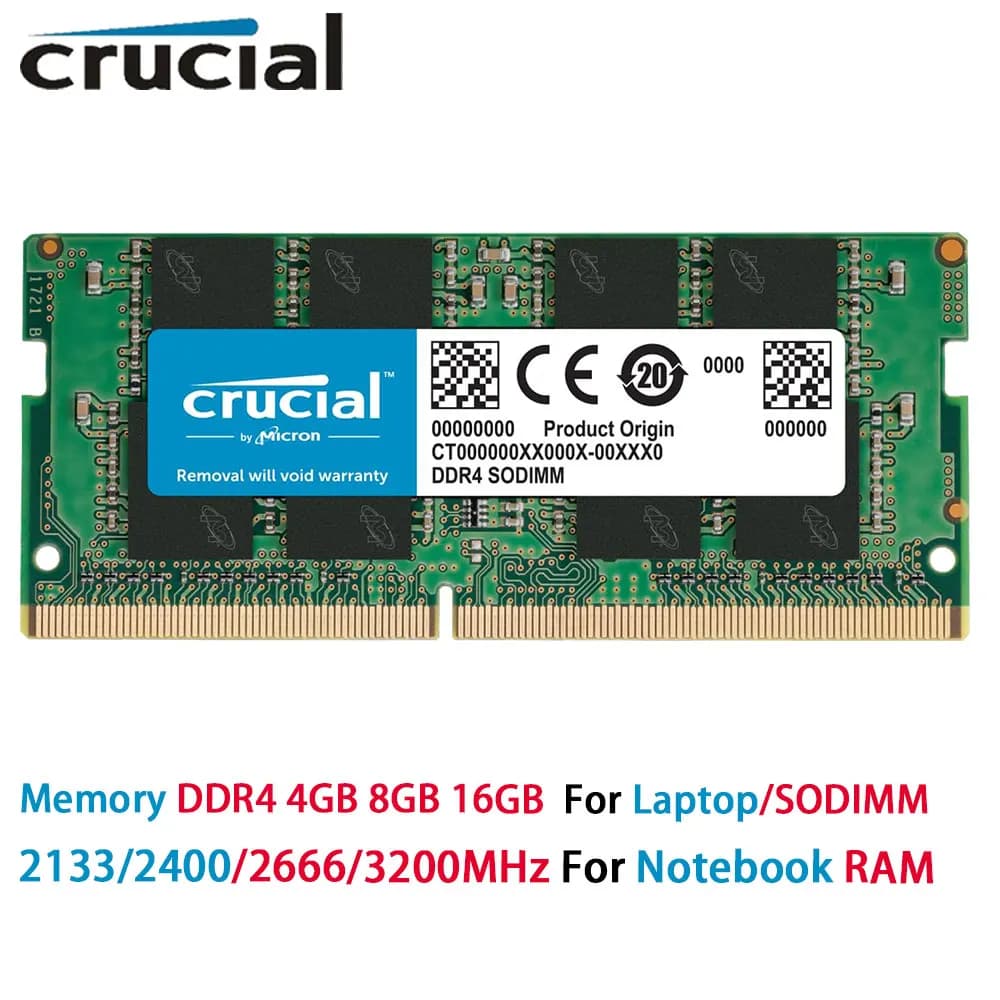 Memoria Crucial per Laptop RAM DDR4 16GB 8GB 4GB 2133 2400 2666 3200MHz SODIMM PC4-17000 19200 21300 25600 per Notebook INTEL e AMD