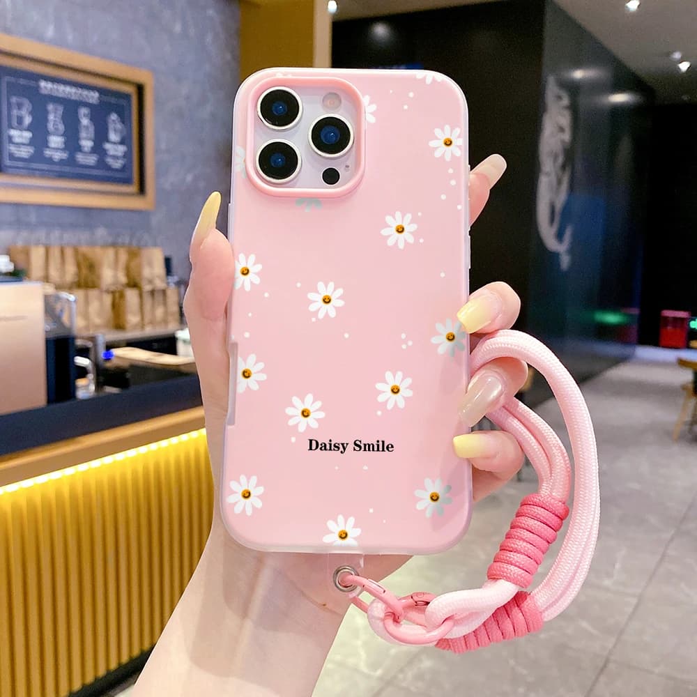 Daisy Flower 2 in 1 Phone Case For Samsung Galaxy S25 S26 Ultra S24 s22 s23 Plus FE A56 A55 A35 A36 A37 5G With Lanyard Cover