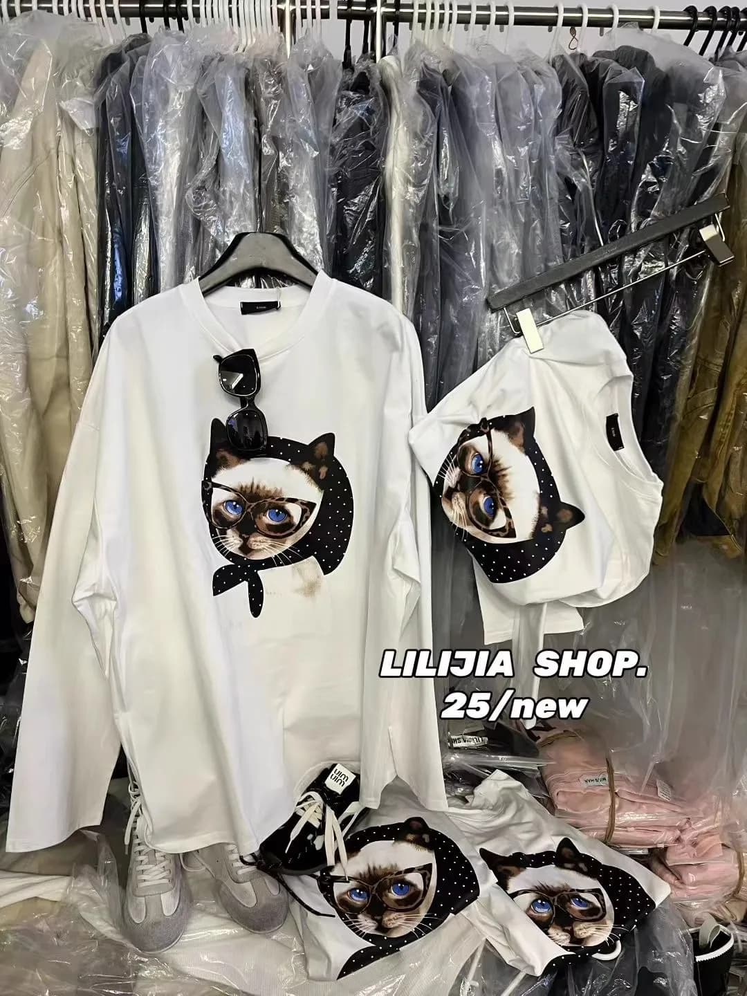 T-shirt casual a maniche lunghe con stampa, stile cartone animato alla moda da donna, nuovo arrivo autunnale, top versatile e confortevole