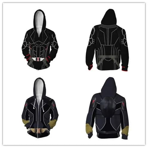 Hero Black Widow 3D Hoodie Zipped Cardigan Hooded Sport Cosplay Anime Accessory