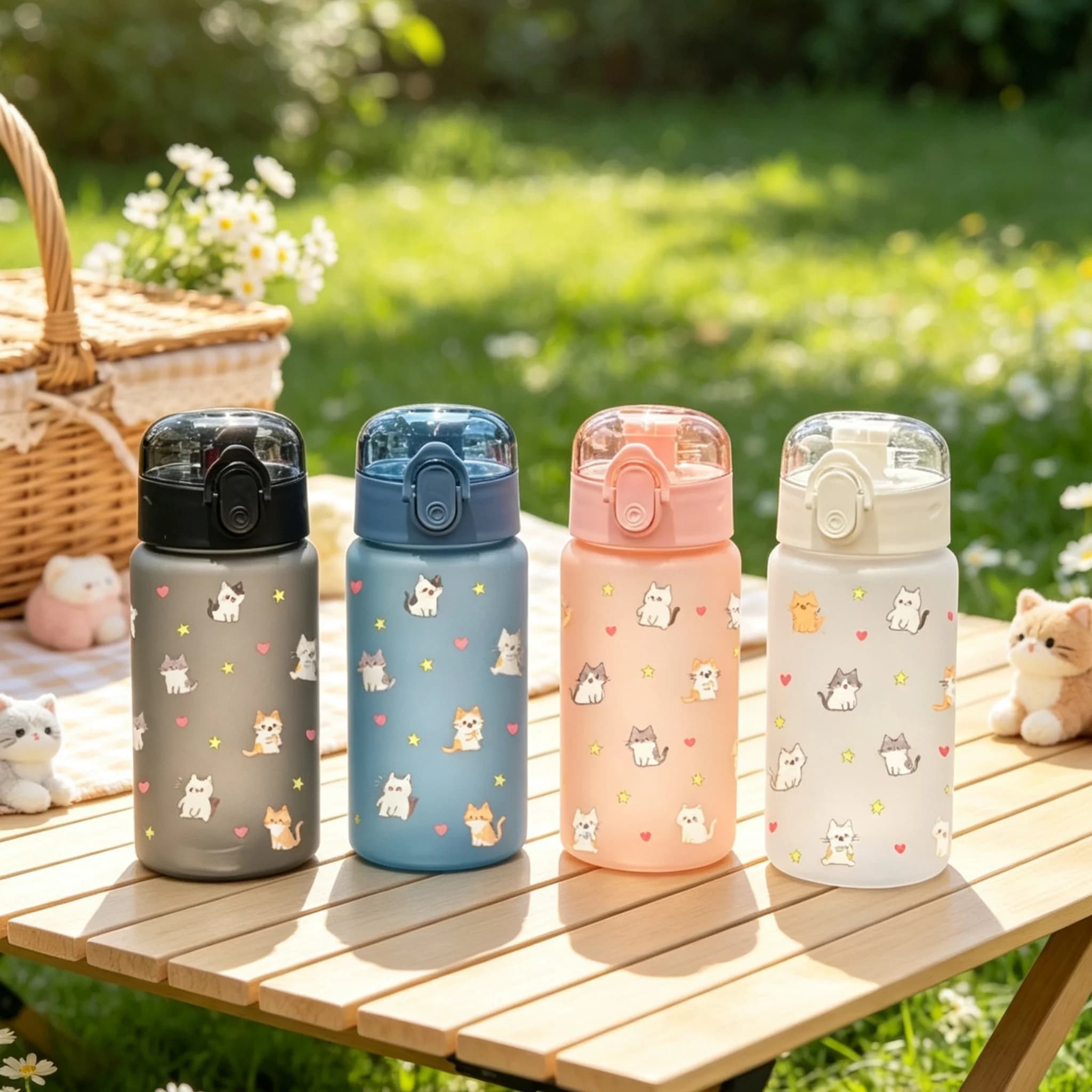 550 ml water bottle for dogs and cats with 3D full print: resistant to fading, bright colors, stagnant, without PVC, durable and portable