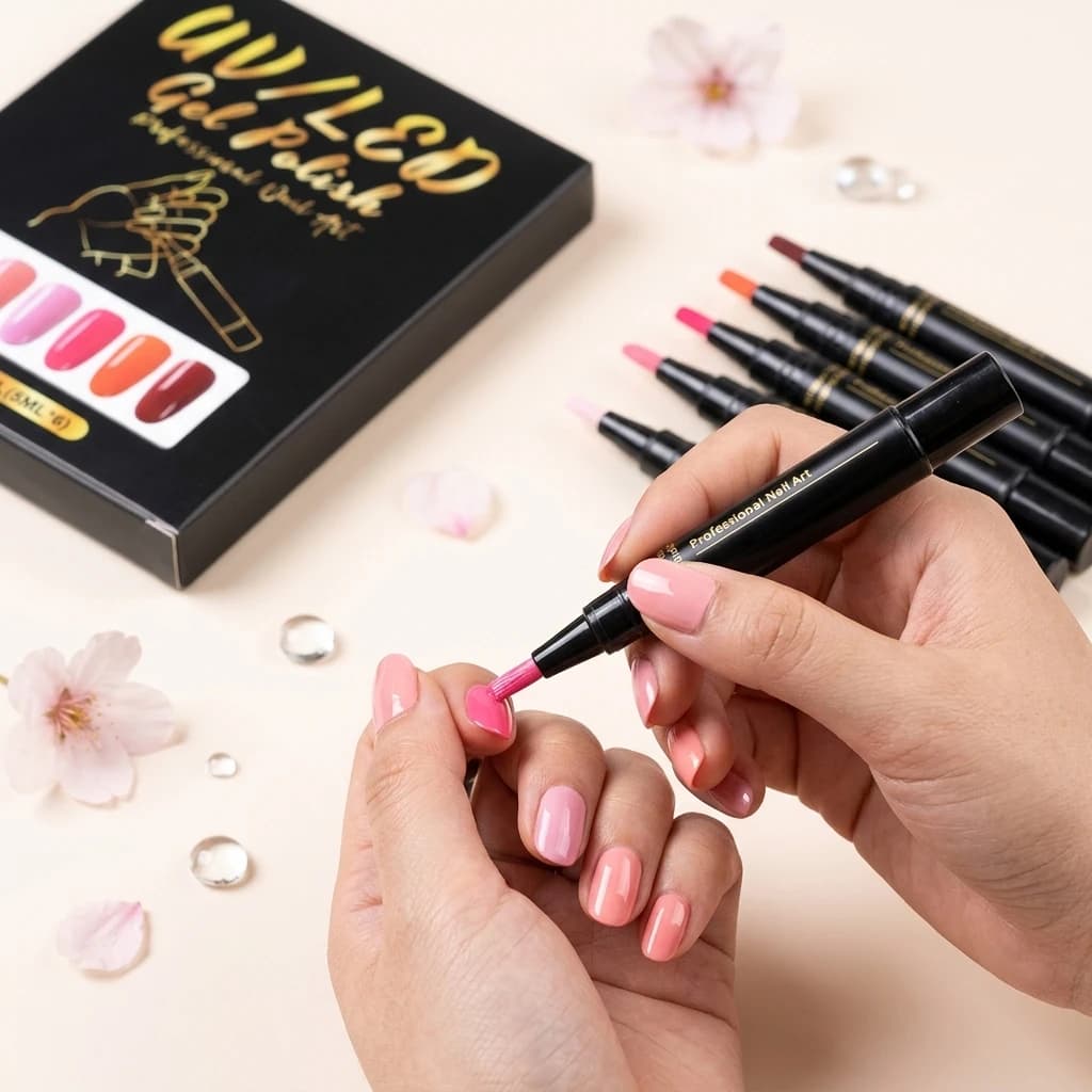 Kit di 6 Penne per Nail Art Fai-da-Te, Colori Brillanti ad Alta Pigmentazione, Asciugatura Rapida, Sicure e Facili da Usare, Impermeabili