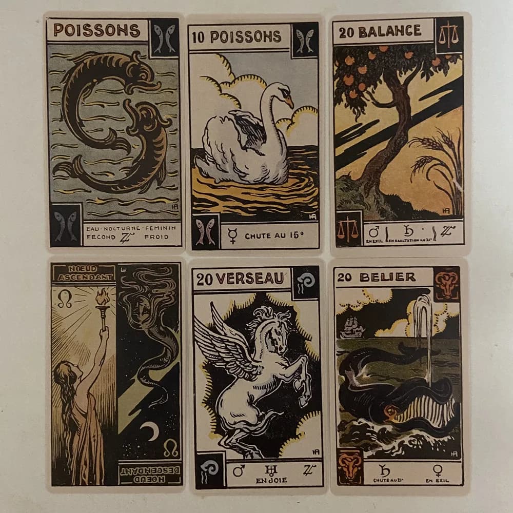 Mazzo di carte dei tarocchi zodiacali vintage 48 carte Oracle Carte dei tarocchi "Le Tarot Astologique".