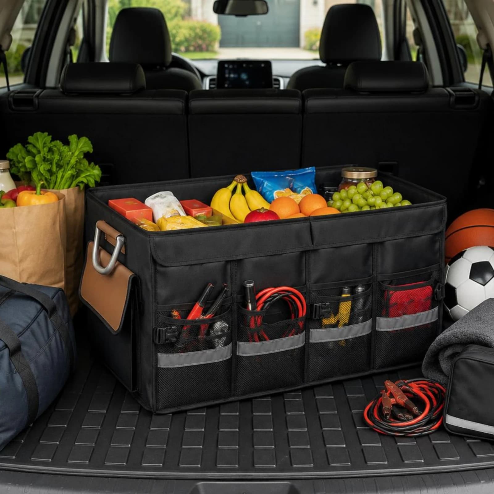 Organizer Pieghevole per Bagagliaio, Robusta Scatola di Stoccaggio Pieghevole per Auto, Organizzatore Salvaspazio per Viaggi