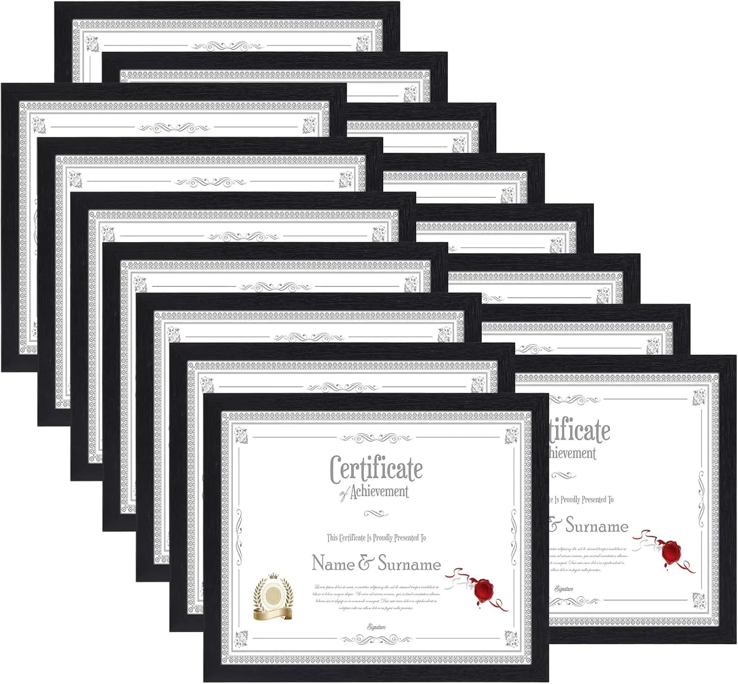 Set di 15 cornici per foto 8,5 x 11, cornici nere 8,5 x 11 per certificati, diplomi, documenti, da appendere a parete o da posizionare su tavolo