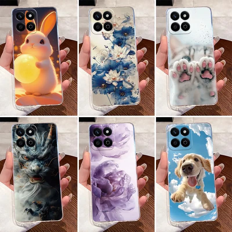 Custodia per Honor X7C 200 Custodia per smartphone Cute Cool Boys Girls Dragon Patterns Cover posteriore in silicone morbido trasparente Guscio per paraurti
