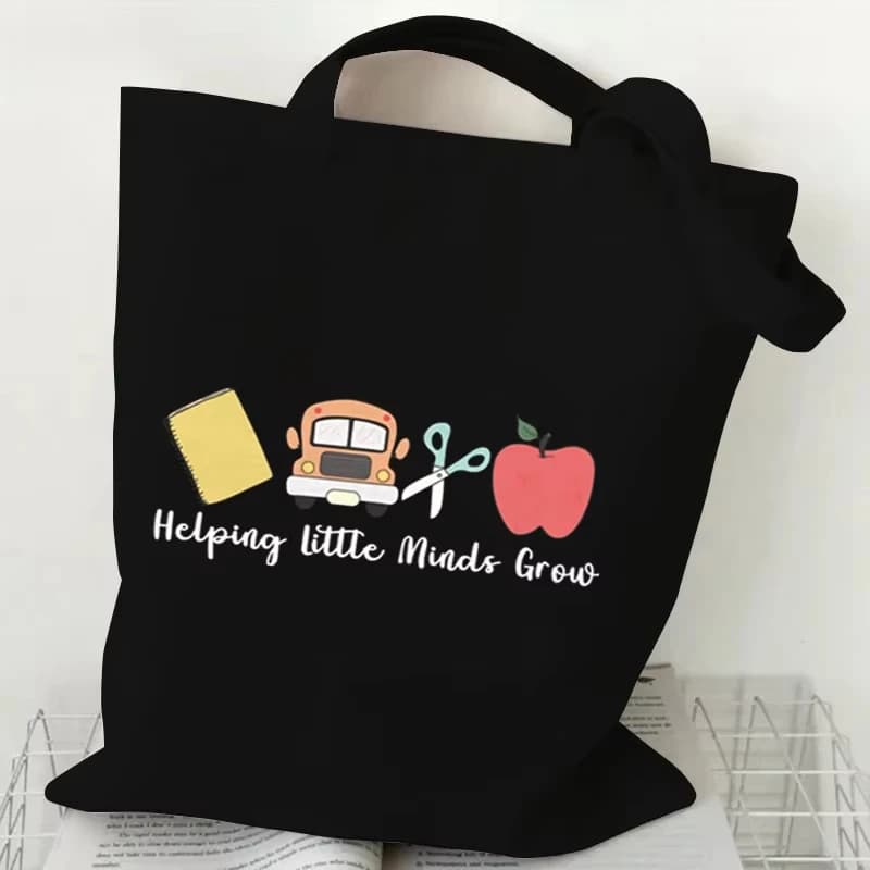 Borsa a tracolla stampata da donna, alla moda, in tela, per la spesa, riutilizzabile, regalo per insegnanti