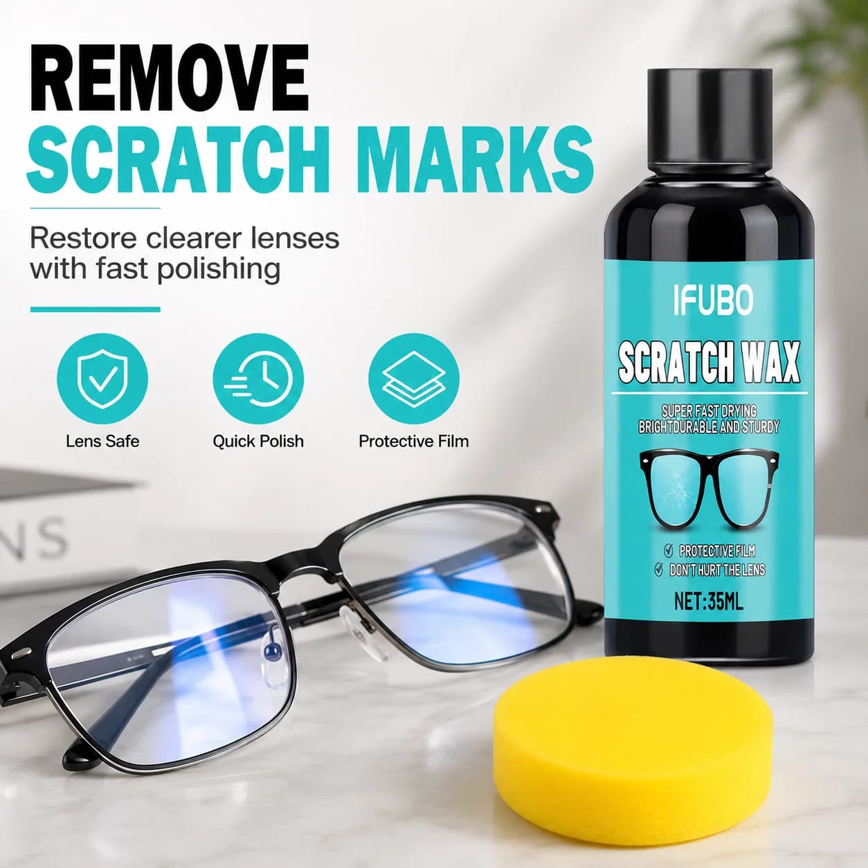 Glass scratching cream, lens scratch polishing and glasses fittings, lens scratch polishing, buffing, suitable for all glasses