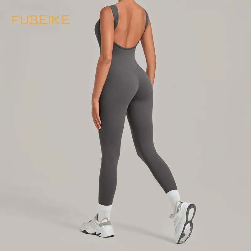 Yoga Jumpsuit With Deep Backless Tight-fitting Running Fitness Flare Leg Bodysuit Woman One Piece Athletic Wear Sportswear