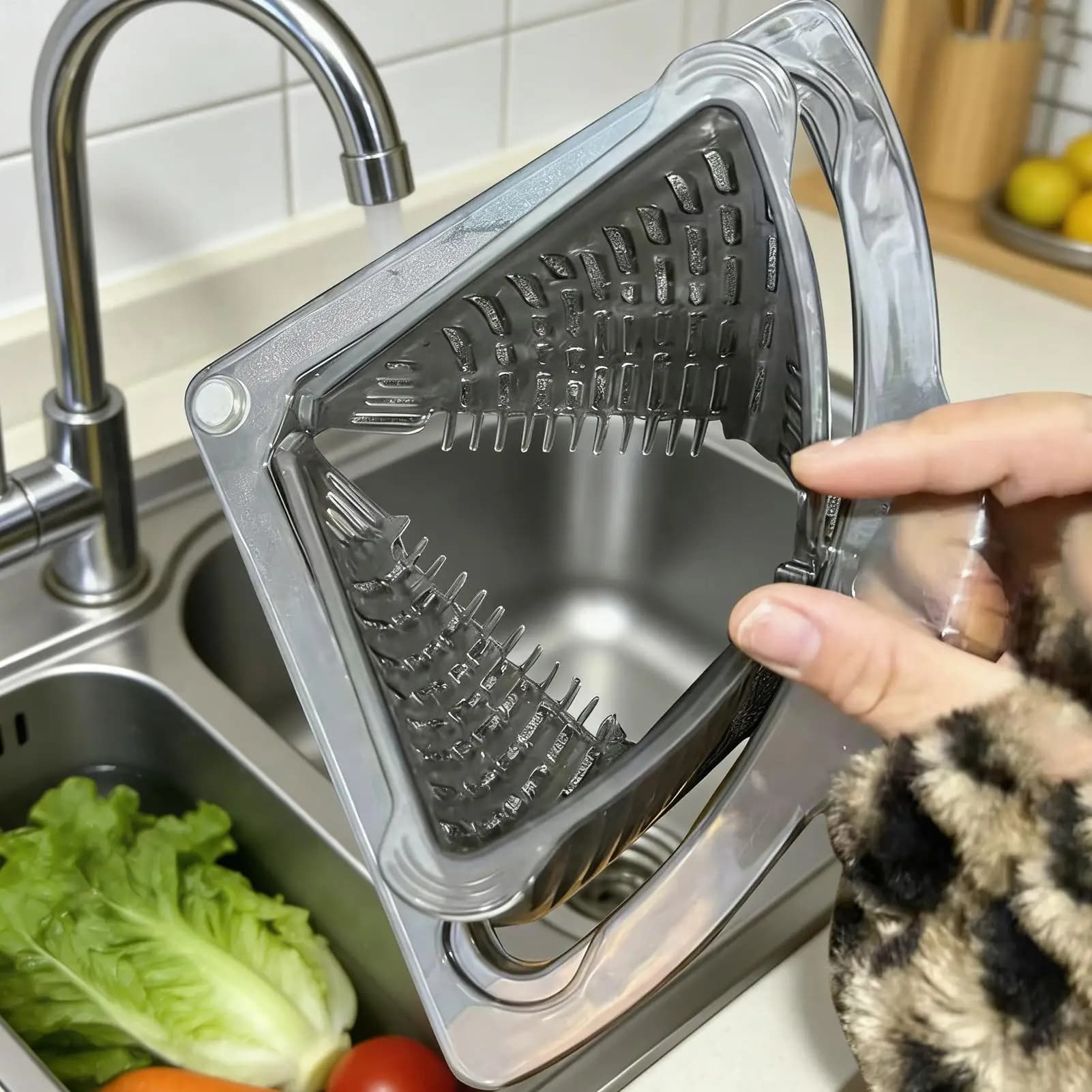 Cestello angolare magnetico per lavello, raccoglitore di rifiuti alimentari, cestello di scarico anti-intasamento per cucina, ufficio, caffetteria, ristorante, bagno