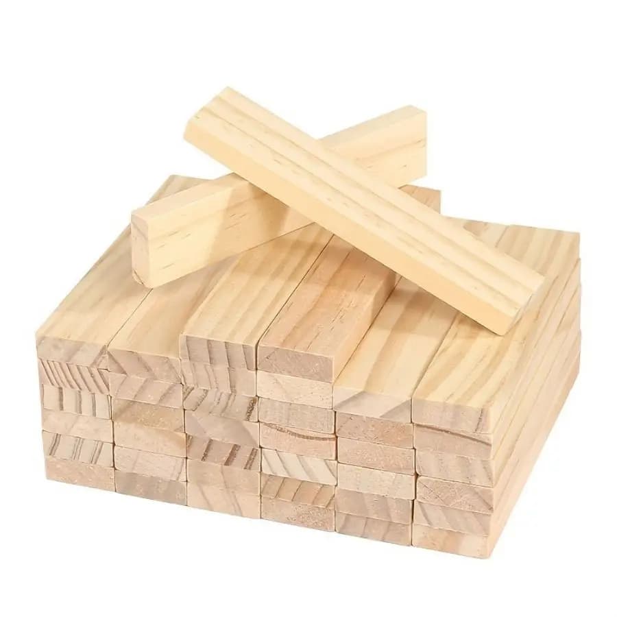 60 Pezzi di Blocchi in Legno, Strisce Lunghe, Blocchi per Asilo Nido, Blocchi in Legno Non Verniciati, Giocattoli Impilabili in Legno