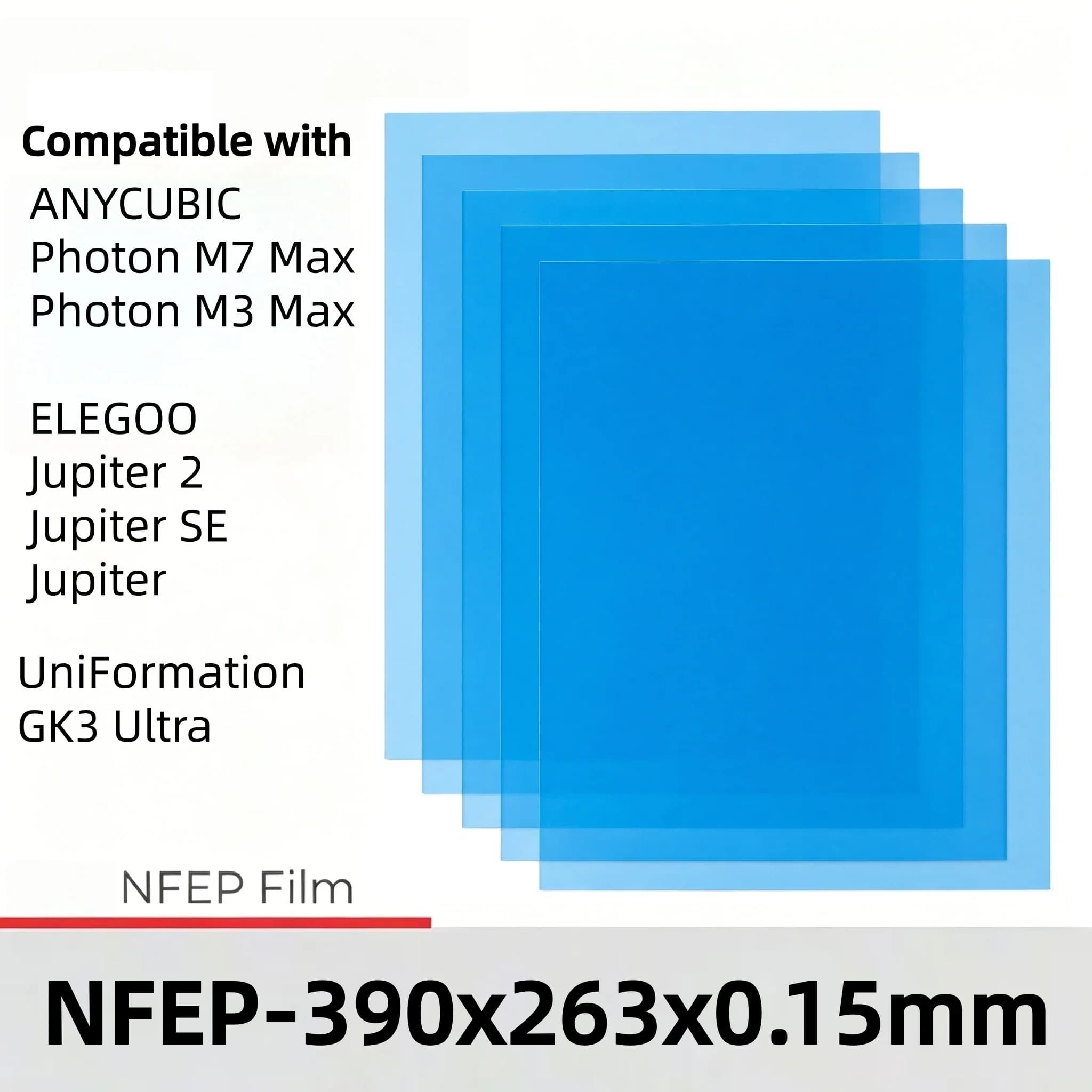 5Pcs PFA Film 13 Inch 390x263x0.15mm NFEP Film For ANYCUBIC Photon M7 Max M3 Max ELEGOO Jupiter 2 Jupiter SE 3D Printer Parts