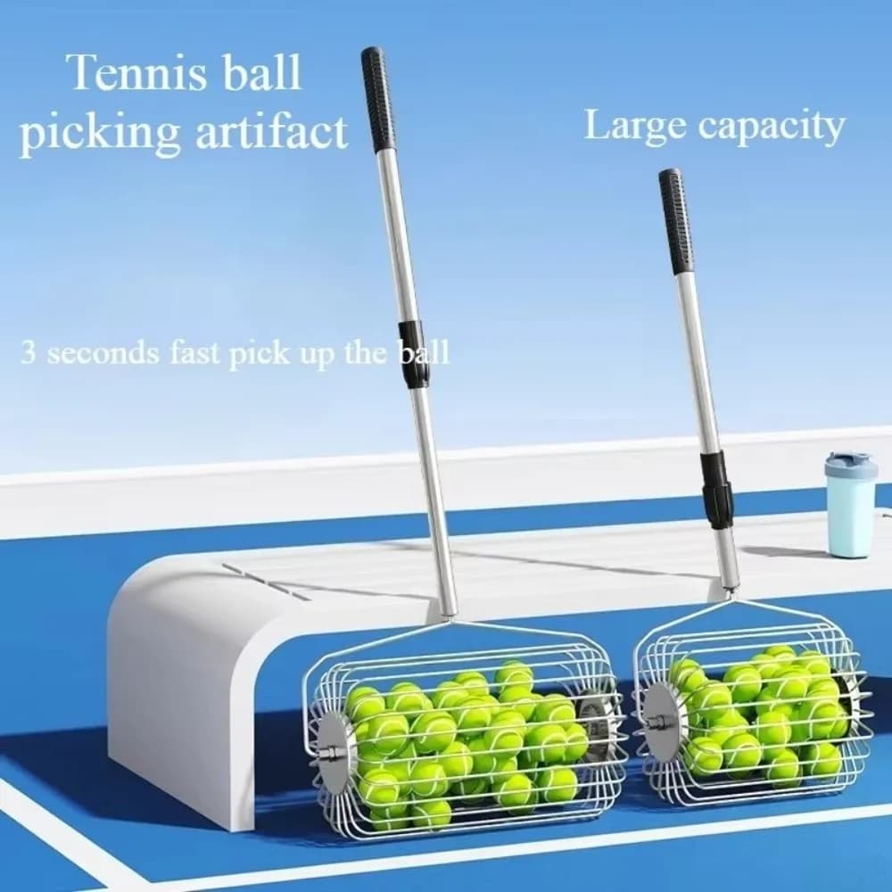 Stainless Steel Tennis Ball Picker Telescopic Efficient Ball Retriever Tool Large Capacity Ergonomic Handle