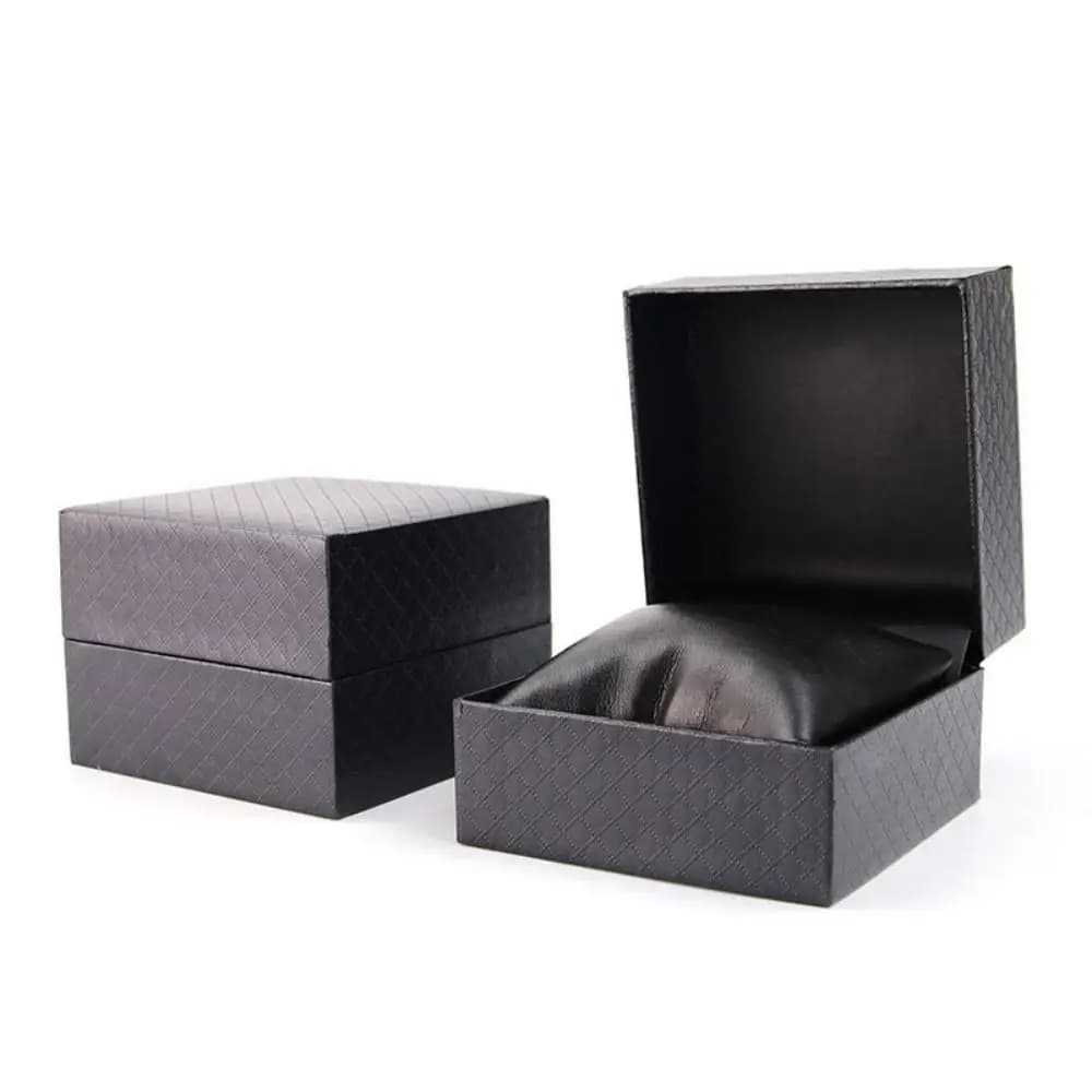 Scatola Porta Orologio Singolo in Pelle PU con Cuscino, Custodia Protettiva Antiurto da Viaggio, Organizer per Gioielli, Regalo per Uomo