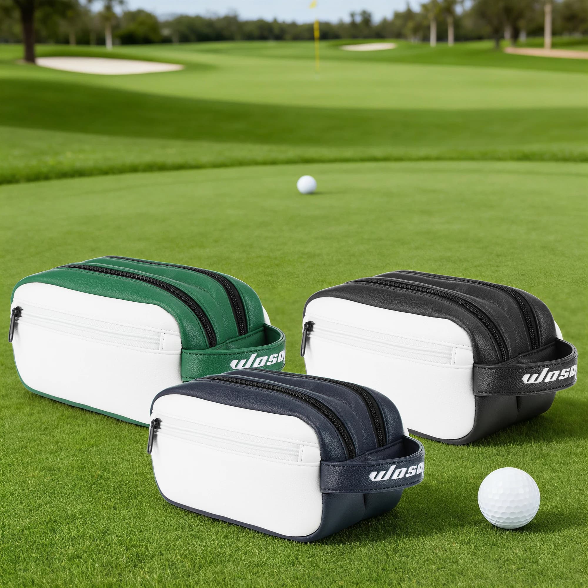 Borsa Portatile per Accessori da Golf in Pelle PU, Custodia per Palline, Tee, Guanti e Attrezzi, Organizzatore Essenziale per Golfisti
