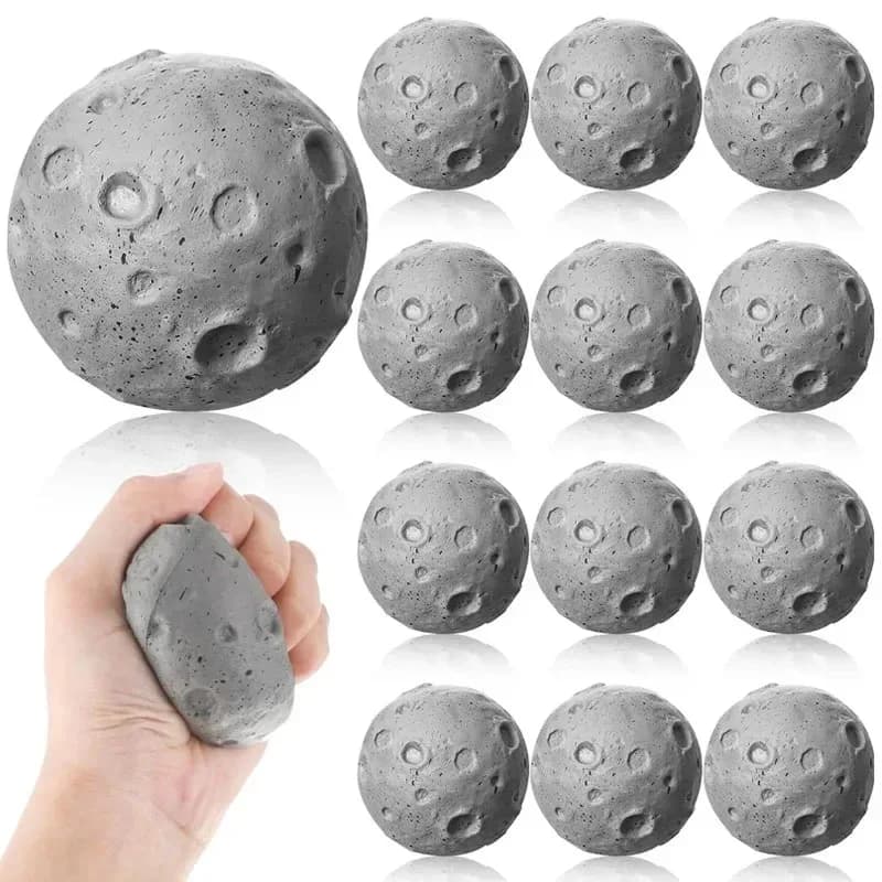 Palline antistress con meteorite lunare da 7,2 cm - Giocattoli morbidi da spremere per regalo di sollievo dall'ansia, esercizi per le mani, palline per cani da compagnia