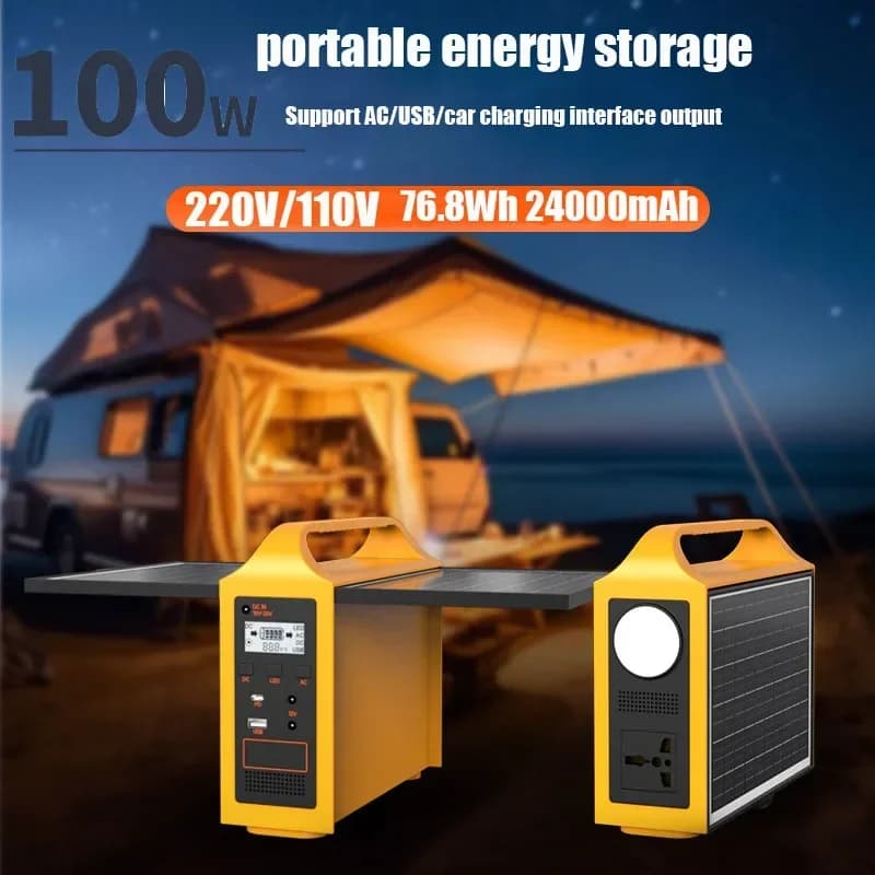 Stazione di Alimentazione Portatile 100W 76.8WH Generatore Solare per Campeggio con Pannello Solare Power Bank 24000mAh LED per Campeggio