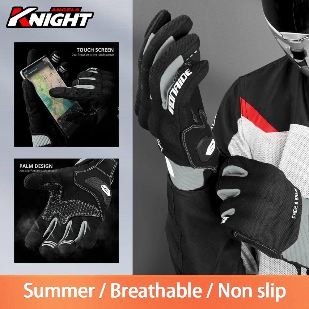 Summer Breathable Motorcycle Full Finger Protective Gloves Touch Screen Motorbike Non-slip Gloves Motocross Riding Racing Gloves