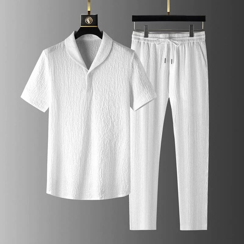 High Quality Ultra-Thin Short-Sleeve Ice Silk Casual Sport Pants Set Men's Summer Large Size Loose T-Shirt Two-Piece Set