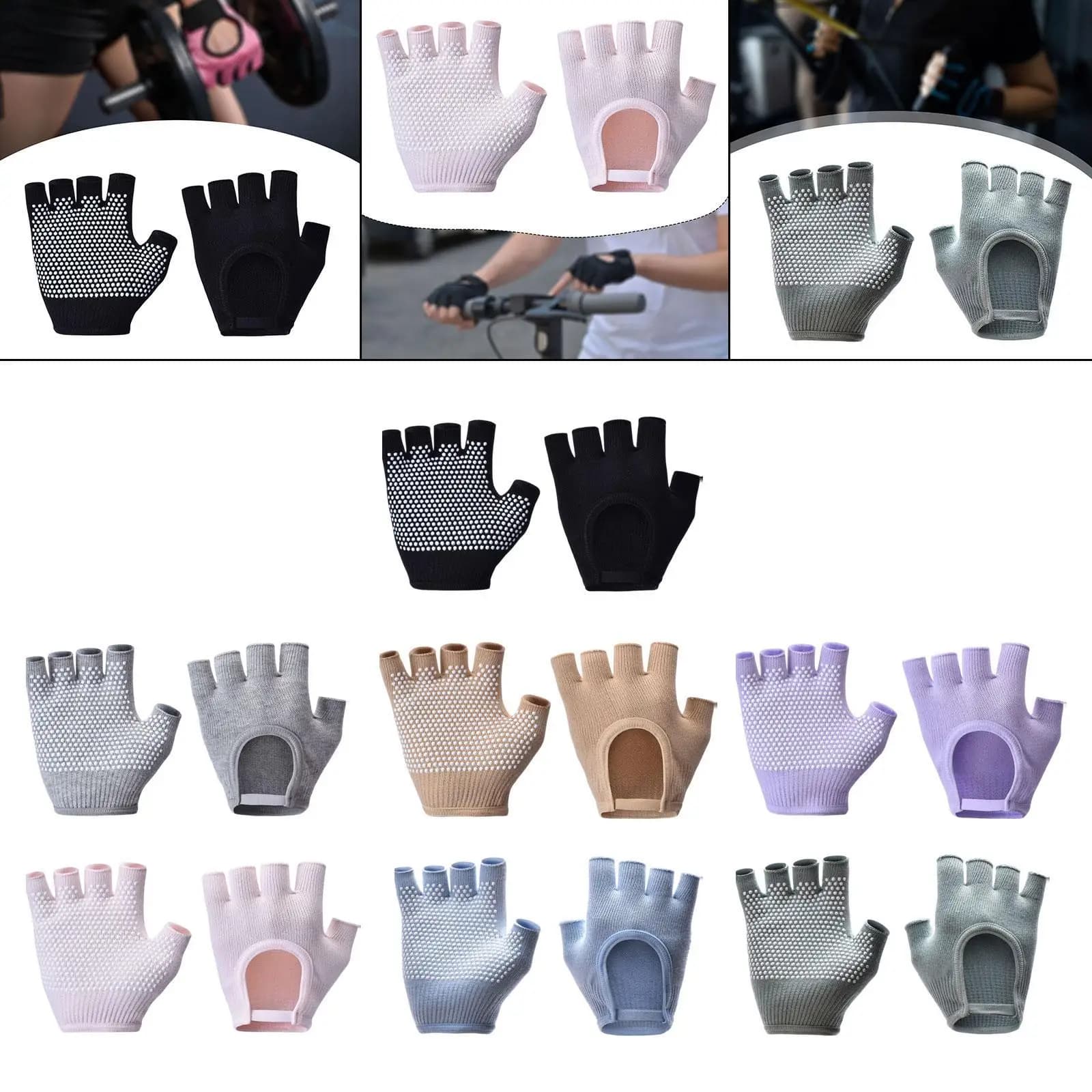 Guanti da Palestra Antiscivolo, Leggeri, Guanti per Pilates, Guanti da Allenamento Mezze Dita, Guanti da Yoga per Donne, per Palestra, Guida, Sollevamento Pesi