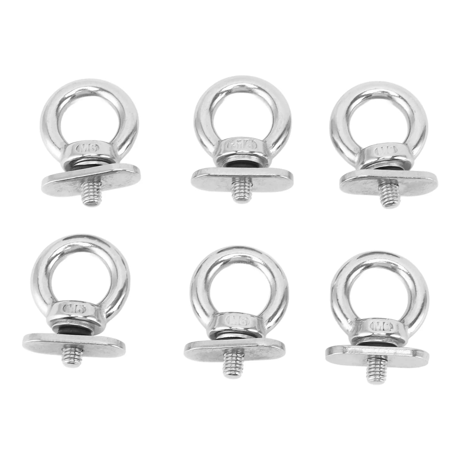 Track Mount Eyelets 6Pcs Stainless Steel Eye Bolt for Yacht Boat Kayak Fishing Boat Rail Adapter Anchoring Kit OEM Part