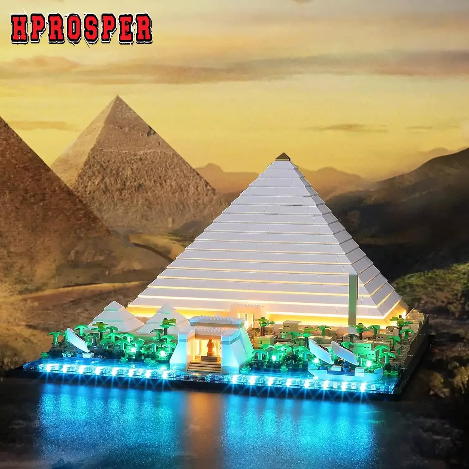 Hprosper 5v LED Light For lego 21058 Great Pyramid Decorative Lamp With Battery Box (Not Include Lego Building Blocks)