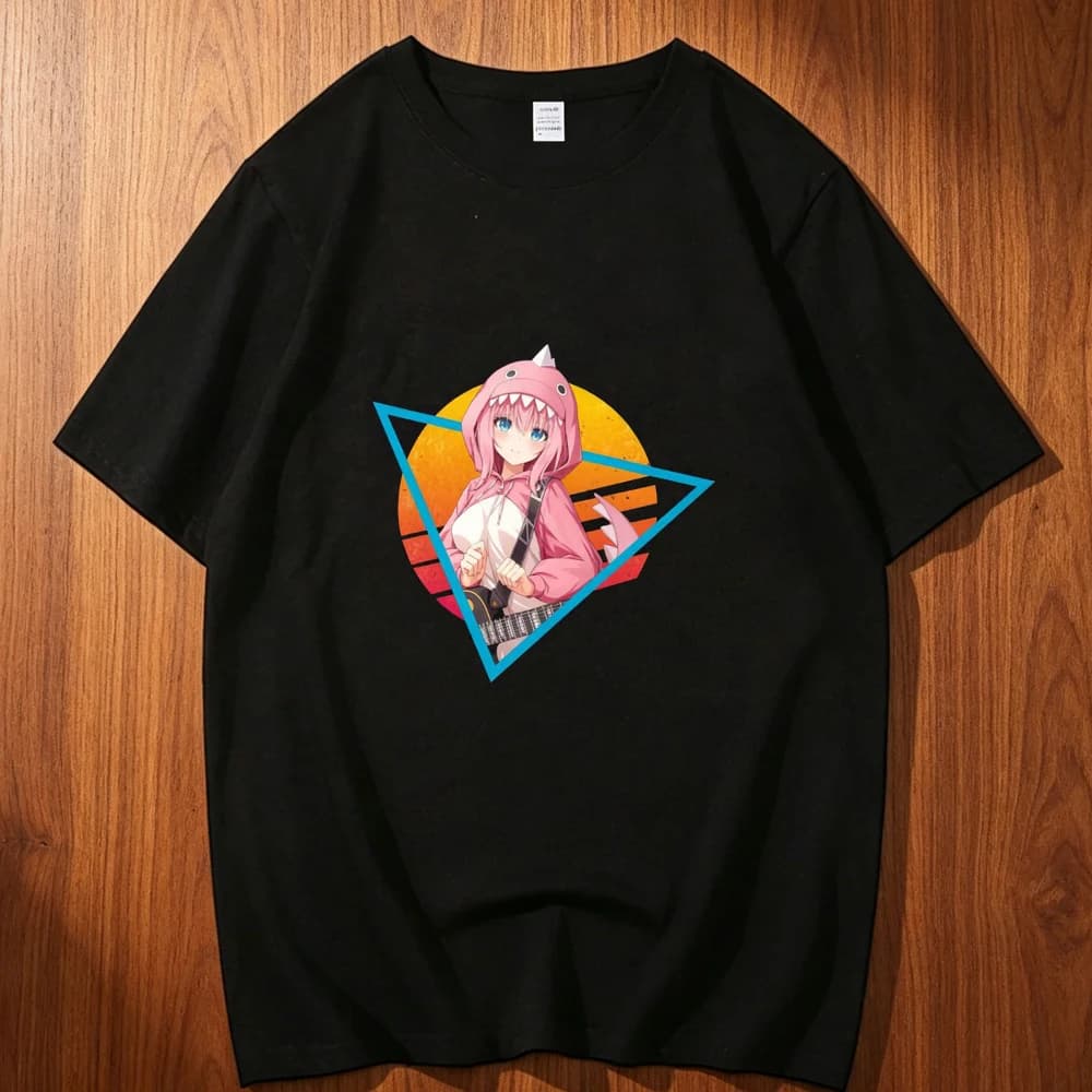 Bocchi the Rock cotton t-shirt teen aesthetic kawaii Psychedelic 80s tshirt Pop Culture Breathable 80s University Comfortable