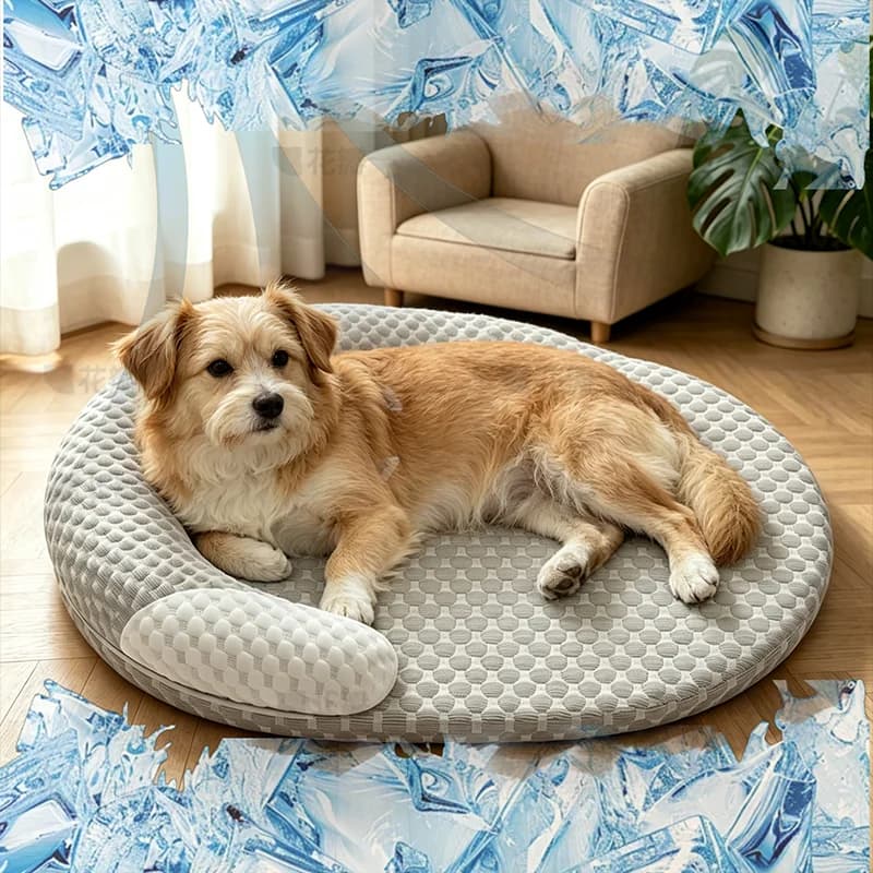 Cooling Dog Bed Summer Ice Silk Cat Mat Oval Pet Nest Breathable Heat Dissipation Cooling Pad for Small Medium Large Dogs Cats