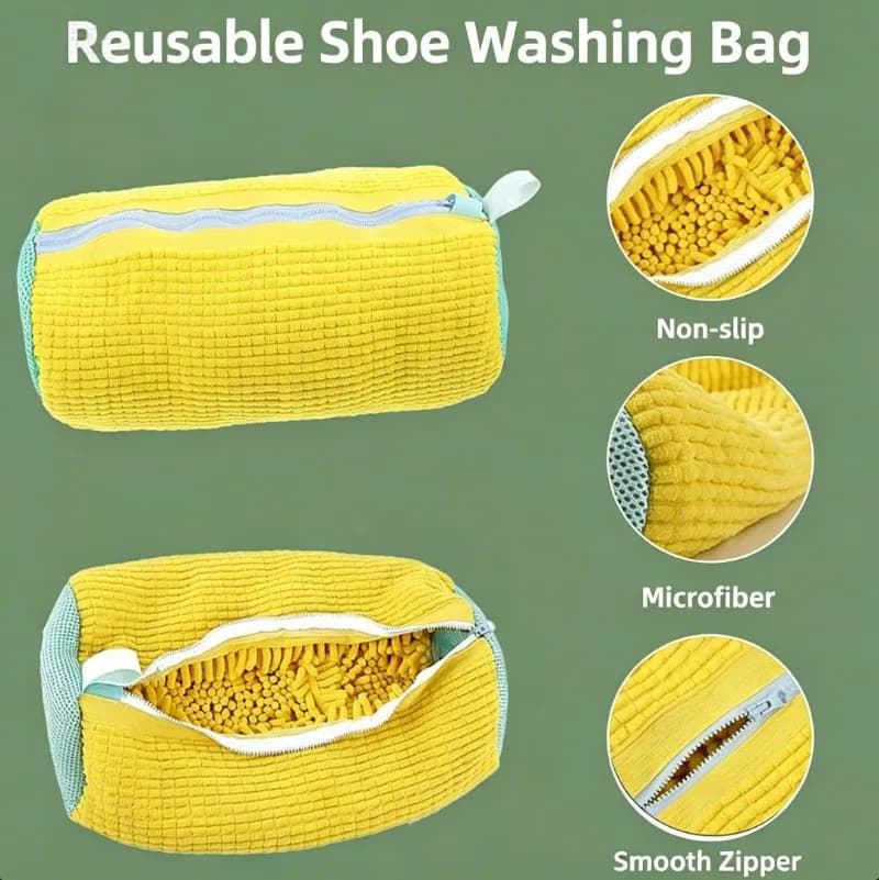 Sacchetto per lavare le scarpe con cerniera a freno, sacchetto per lavatrice anti-deformazione