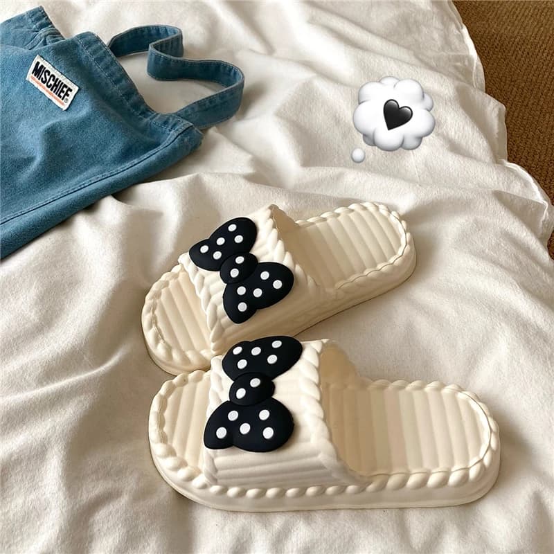 Sweet Knot Slippers Soft Thick Bottom Anti-Slip Indoor Outdoor Women's Sandals Comfortable Home Slippers