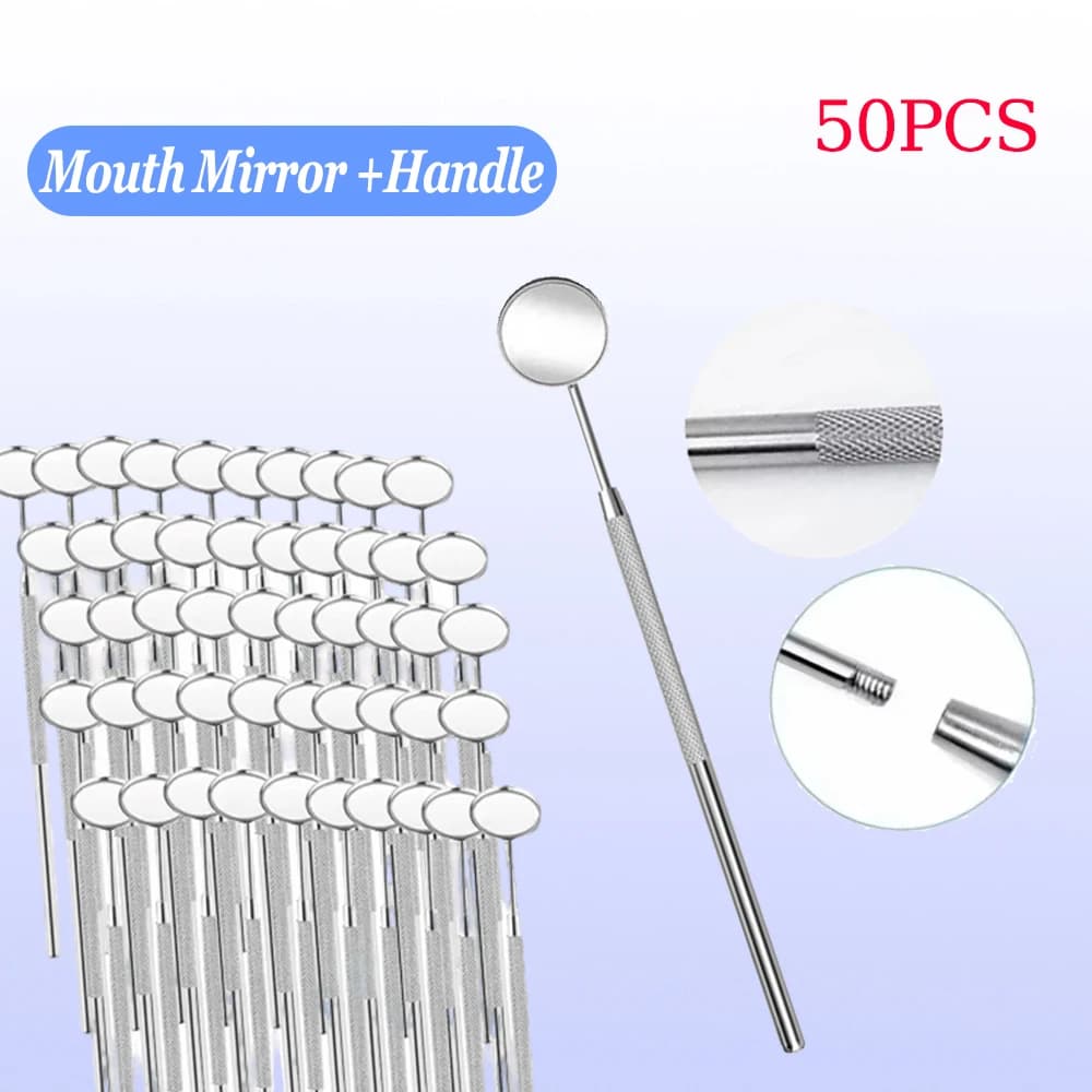 50 Pz/set Dental Mirror Mouth Mirror with Handle Intraorali Mirrors Dentist Whitening Tool Tooth Dentist Mouth Care Tools