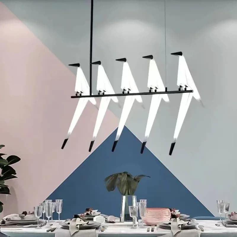 Perch Light Chandeliers Designer Bird Lamps For Restaurant Children's Room Paper Cranes Origami Lamp Bedroom Room Swing Light
